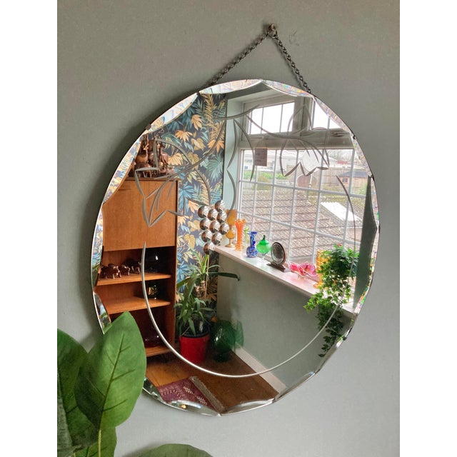 Art Deco Bevelled Edge Mirror with Vine Leaf and Hanging Grapes Detail, 1930s For Sale - Image 11 of 11