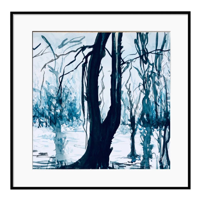 "Winter Walk 3" Contemporary Abstract Landscape Limited Edition Print, Framed For Sale