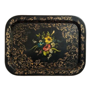 19th Century Large English Papier-Mâché Tray (H 20 X W 26 5/8) For Sale