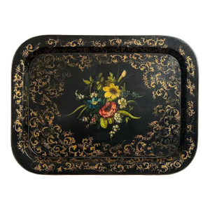 19th Century Large English Papier-Mâché Tray (H 20 X W 26 5/8)