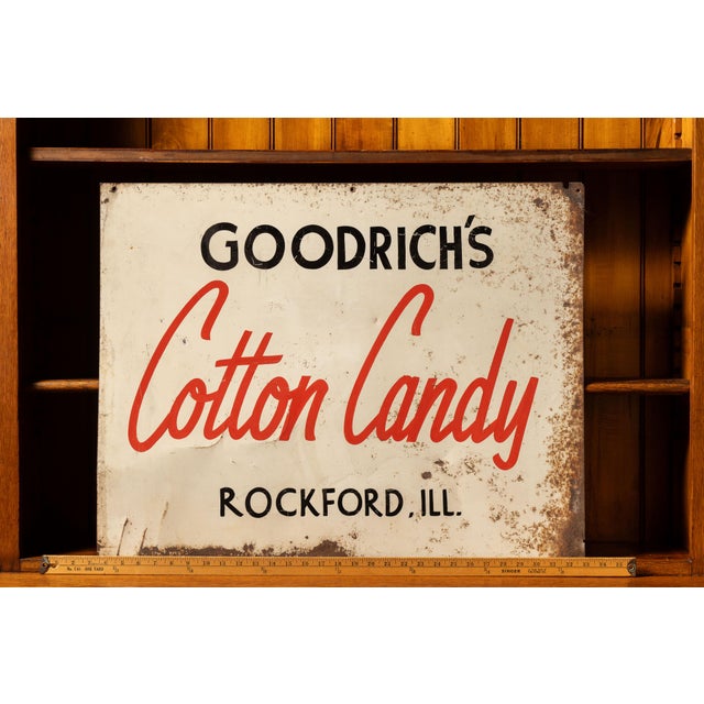 Metal Vintage Goodrich's Cotton Candy Tin Sign For Sale - Image 7 of 7