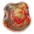 Mid-Century Murano Style Glass Bowl Featuring Gold Flakes and Red and White Swirls For Sale