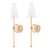 Mid Century Modern Wall Sconce in Vintage Gold Leaf With White Linen Tapered Shade - a Pair For Sale