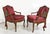 Mid 20th Century Vintage French Bergere Carved Wood Cane Red Occasional Chairs - a Pair For Sale - Image 5 of 12