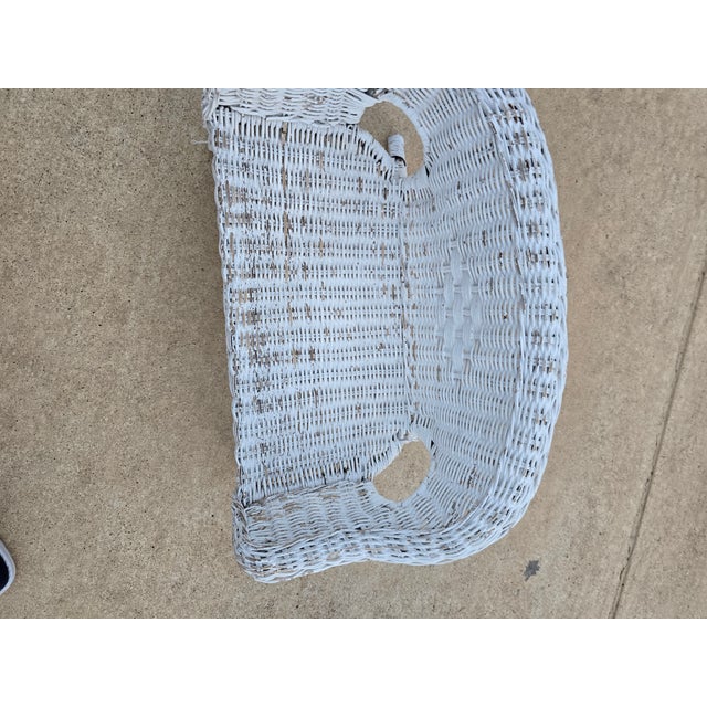 Vintage Shabby Chic White Wicker Doll Settee - Miniature Boho Loveseat For Sale - Image 10 of 10