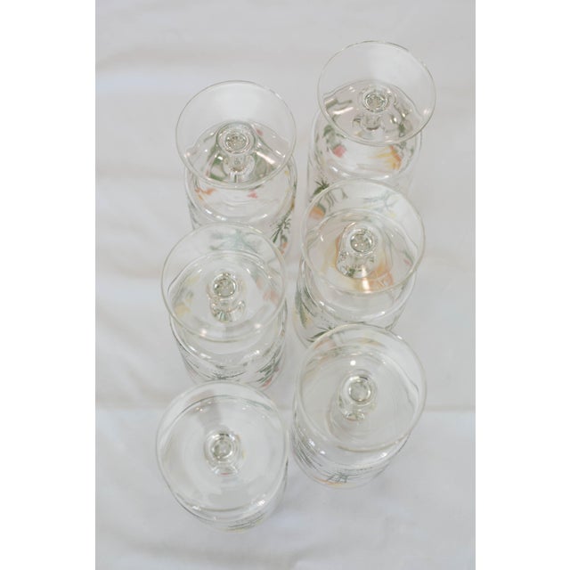 Glass Vintage Neiman Marcus “Weed & Wildflower” Botanical Stem Glasses - Set of 6 For Sale - Image 7 of 13