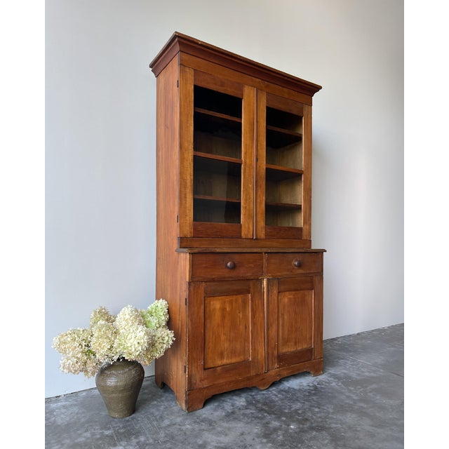 American Antique Primitive Pine Hutch For Sale - Image 3 of 10