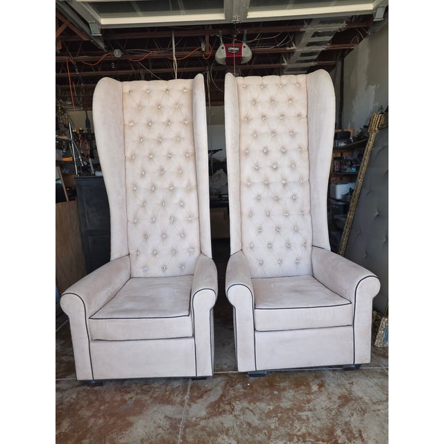 Unusually Tall Wingback Throne Chairs For Sale - Image 13 of 14
