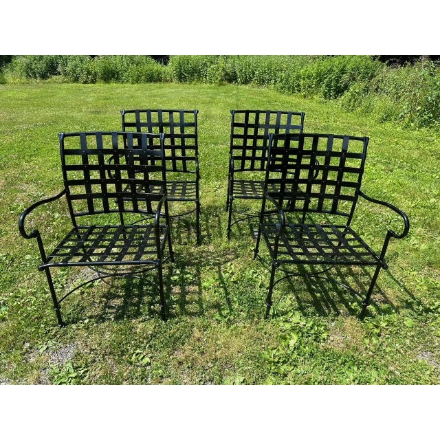 1960s Newly Powder Coated Black Patio Dining Table & 4 Chairs For Sale - Image 5 of 10
