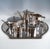 Elegant art nouveau silver service comprising six pieces: a coffee pot, a teapot, a cocoa or hot water pot, a cream jug, a...