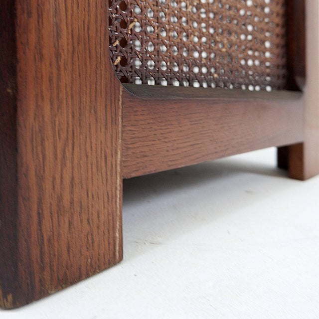 Vintage Planters in Wood and Woven Cane Panels, 1970s, Set of 2 For Sale - Image 12 of 14