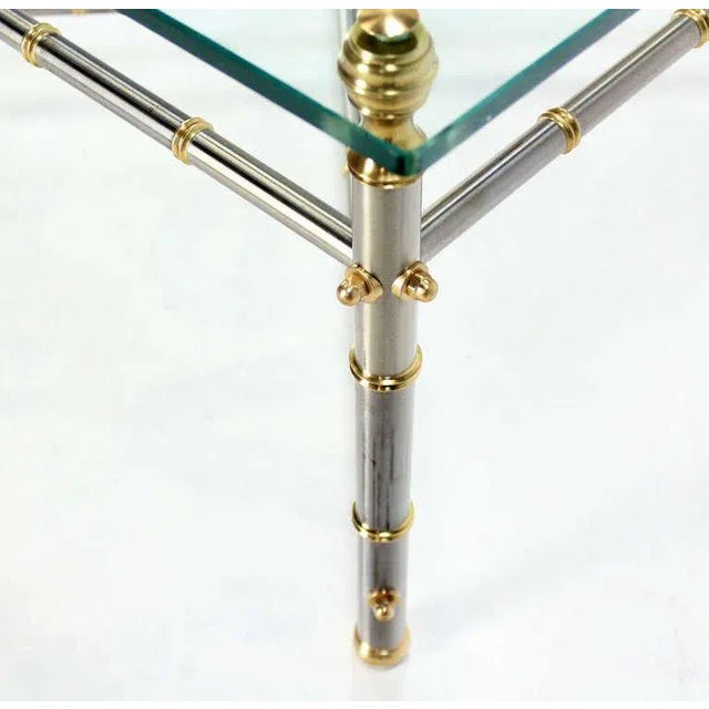 Mid-Century Modern Metal Faux Bamboo-Detailed Square Coffee Table For Sale - Image 6 of 10