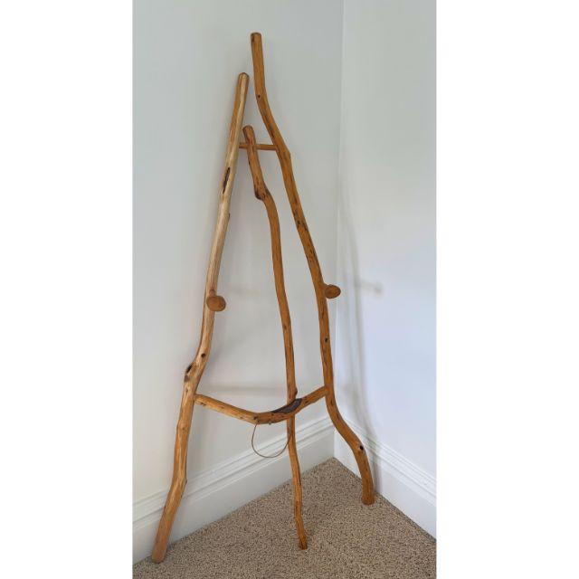 Late 20th Century Rustic Knotty Pine, Adjustable, Folding Easel - Artist-Made For Sale - Image 4 of 17