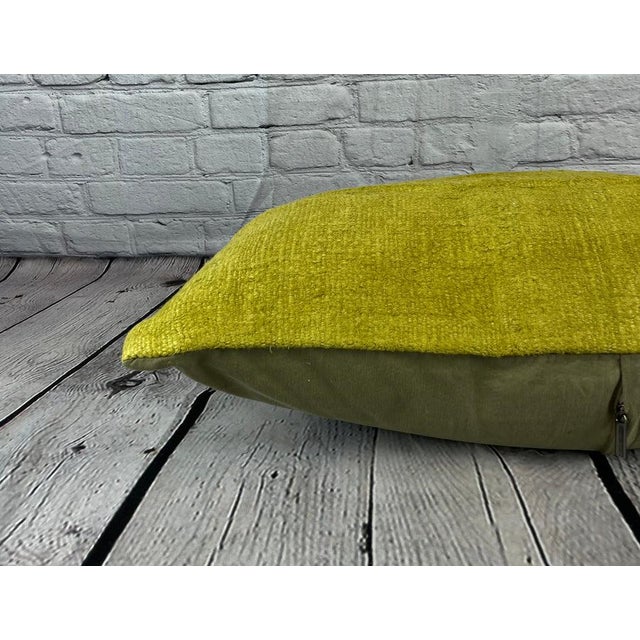 16 x 24 Hemp Pillow Turkish Cushion Natural Green Pillow Cushion Cover For Sale - Image 4 of 4