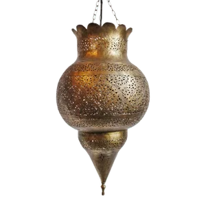 Vintage Moroccan Brass Koba Pendant Light