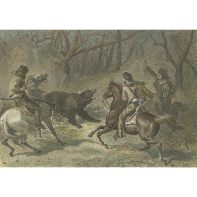 Francis Hall, Native Californians Lassoing a Bear, 1853, Engraving For Sale - Image 4 of 9