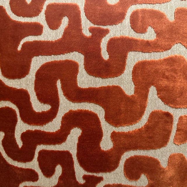 Handcrafted Decorative Pillow Cover, Double sided Orange maze velvet with beige background, invisible zipper, 18”x18”....