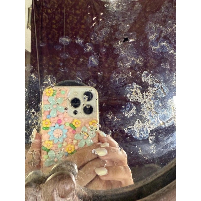 Wood 19th Century French Carved Wood Wall Mirror With Cherub Crest For Sale - Image 7 of 9