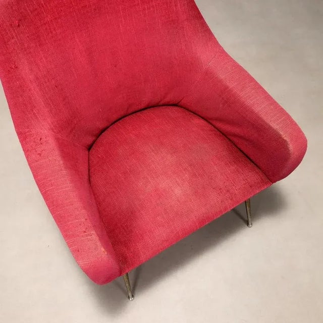 Vintage Armchair in Fabric and Brass, Italy, 1950s-1960s For Sale - Image 6 of 9