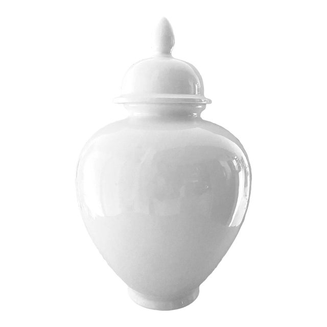 White Ginger Jar, Made in Italy for the Mane Lion For Sale