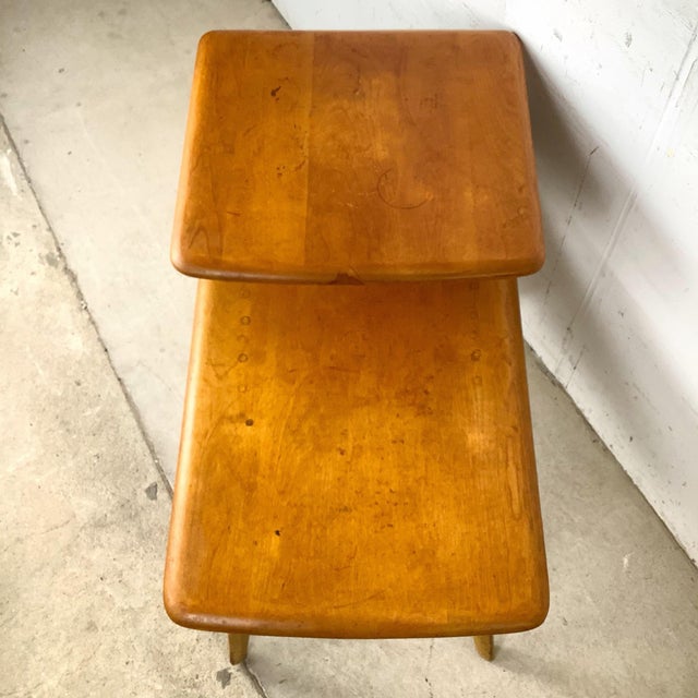 Wood Heywood-Wakefield Birch Step End Table in Wheat Finish For Sale - Image 7 of 12
