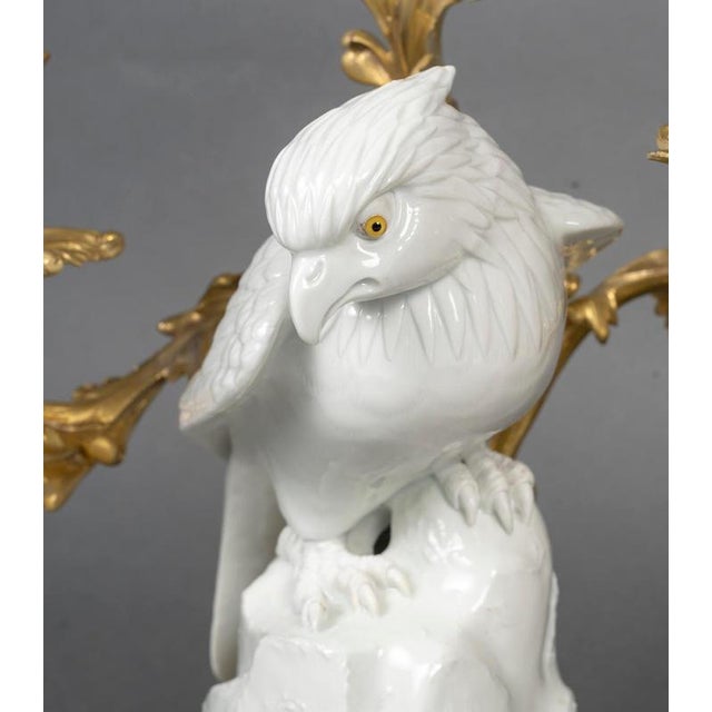 Gold Japanese Porcelain and Gilt Bronze Falcon Candelabras, 19th Century, Set of 2 For Sale - Image 8 of 12
