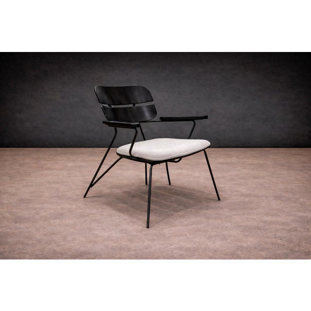 Carlo Hauner Armchair in Metal and Wood With Ebony Finish, Carlo Hauner & Martin Eisler, 1950s For Sale - Image 4 of 10