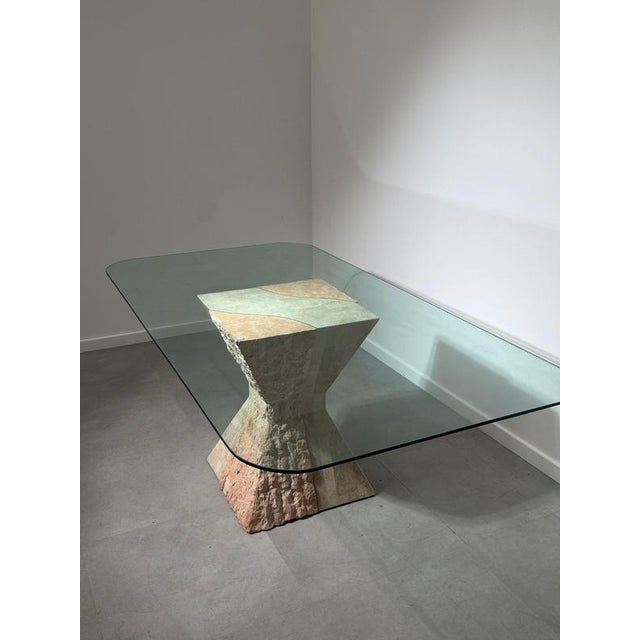 Mactan Stone Dining Table with Glass Top For Sale - Image 3 of 6