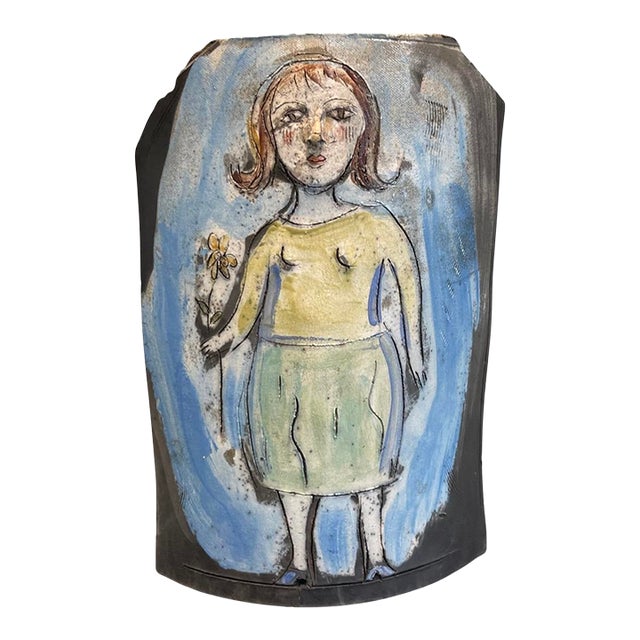 Barbara Harnack Signed Raku Pottery Sculpture Art For Sale