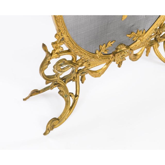 Antique French Rococo Revival Brass Fire Screen, 1800s For Sale - Image 9 of 13