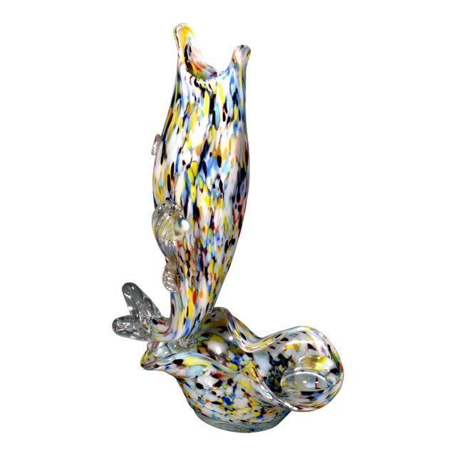 1960s Italian Murano End of Day Fish Sculpture Ashtray For Sale