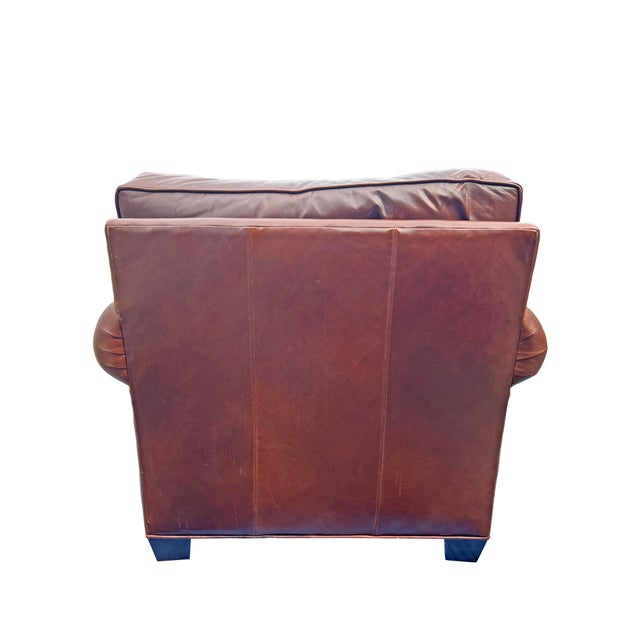 Vintage Restoration Hardware Style Leather Chair and Ottoman Set For Sale - Image 9 of 9