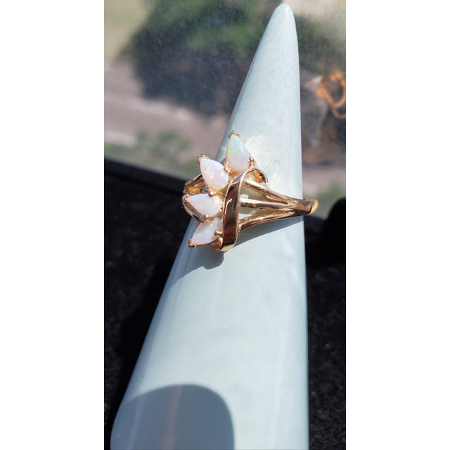 2020s Pear Shaped Opal Ring 10k Yellow Gold, Size 5 For Sale - Image 5 of 5