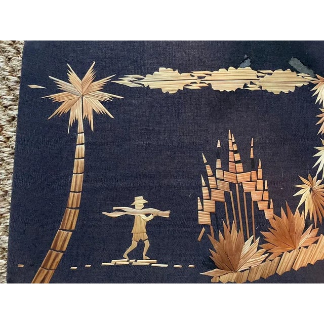 Straw Marquetry Artwork, 20th Century, in Good conditions. Designed 1950 to 1959