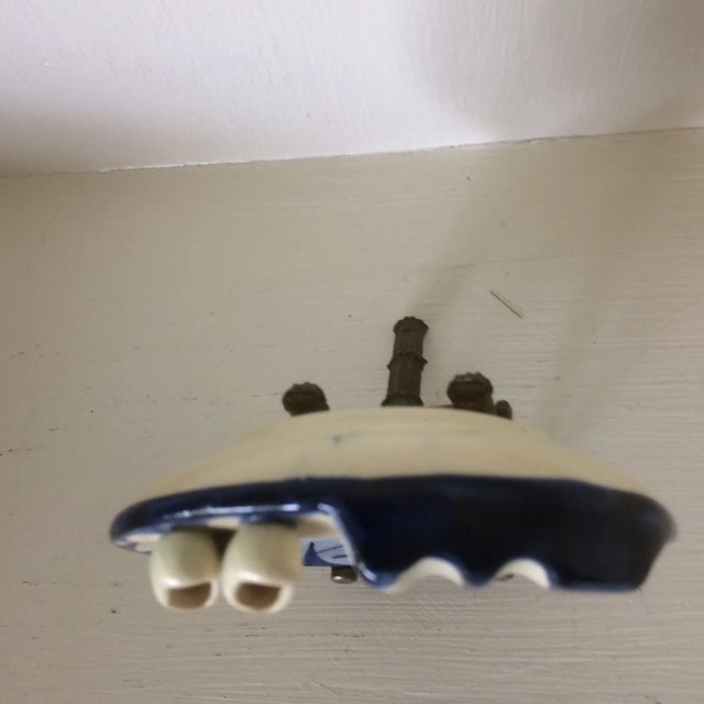 Vintage Blue and White Delft Ashtray With Brass Stand For Sale - Image 11 of 13