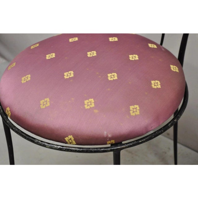 Black Mid 20th Century Salterini Style Mid Century Modern Scrolling Wrought Iron Side Chairs - A Pair For Sale - Image 8 of 12