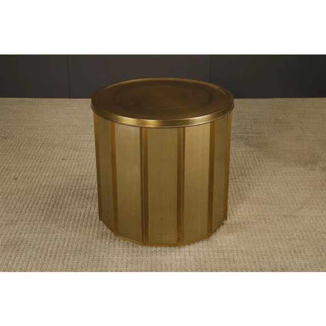 This striking 1970s Mastercraft brass dining or game table base exemplifies the bold sculptural glamour for which the...