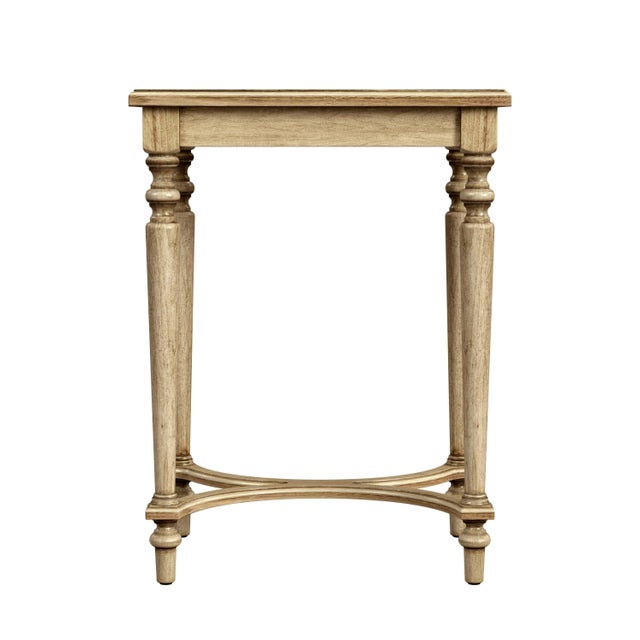 Traditional Tyler Solid Wood Inlay Accent Table, Beige For Sale - Image 3 of 6