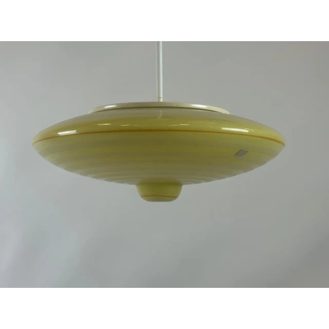 Yellow Space Age UFO Glass Pendant Lamp from Meissen, 1950s For Sale - Image 8 of 9