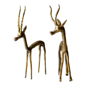 Mid Century Brass Gazelles Pair