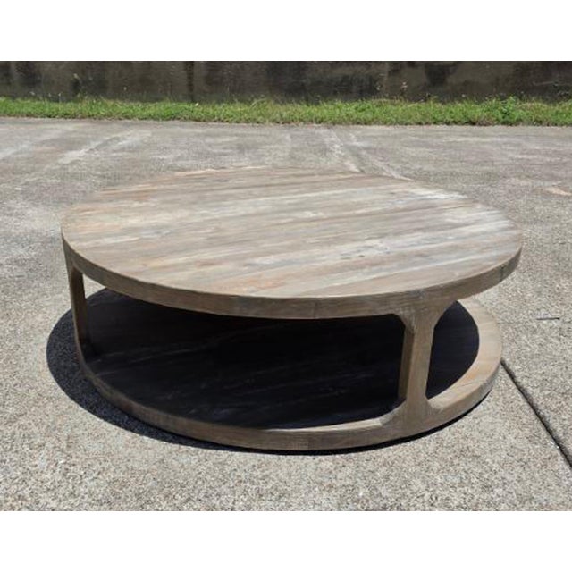 Wood Restoration Hardware Martens Coffee Table 55" Round For Sale - Image 7 of 11