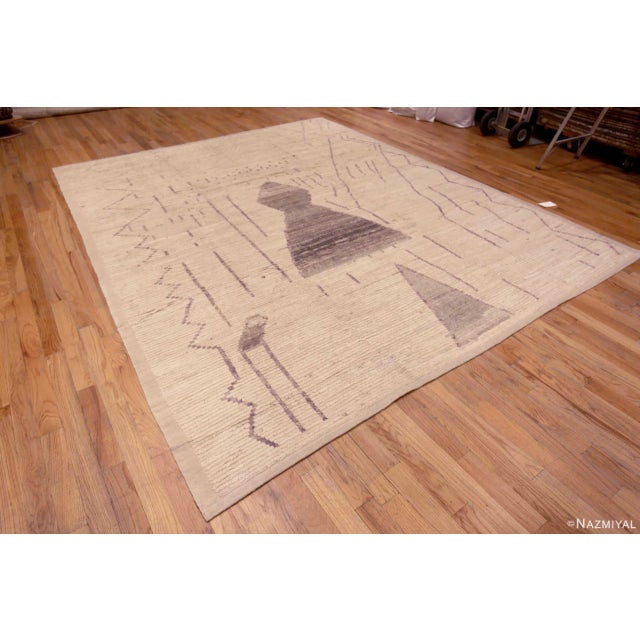Beautiful Minimalist Tribal Modern Moroccan Berber Beni Ourain Design Soft Light Color Area Rug, Country of origin:...