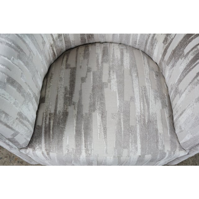 2 Late 20th Century Artistica Modern Grey Chenille Jacquard Fabric Ingrid Swivel Chairs II Pair For Sale - Image 11 of 18