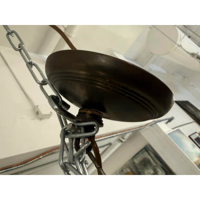 Vintage Six Light Glass + Crystal Chandelier For Sale In San Francisco - Image 6 of 12