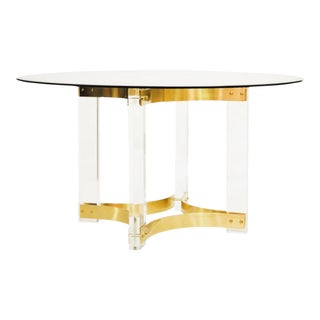 Worlds Away Modern Brass Finished Hendrix Acrylic Dining Table For Sale