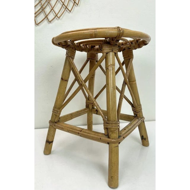 Mid-Century French Bamboo Stool with Spiral Seat, 1950s For Sale - Image 9 of 10