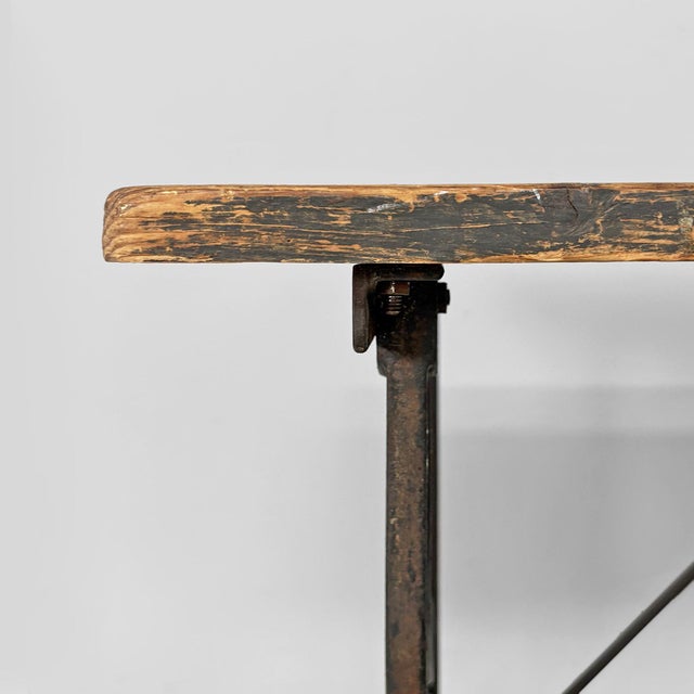 Vintage Italian Industrial Wooden and Cast Iron Console Table, 1800s For Sale - Image 6 of 15
