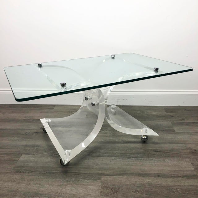 MidCentury Modern Lucite Glass Chrome Butterfly Coffee Table Chairish