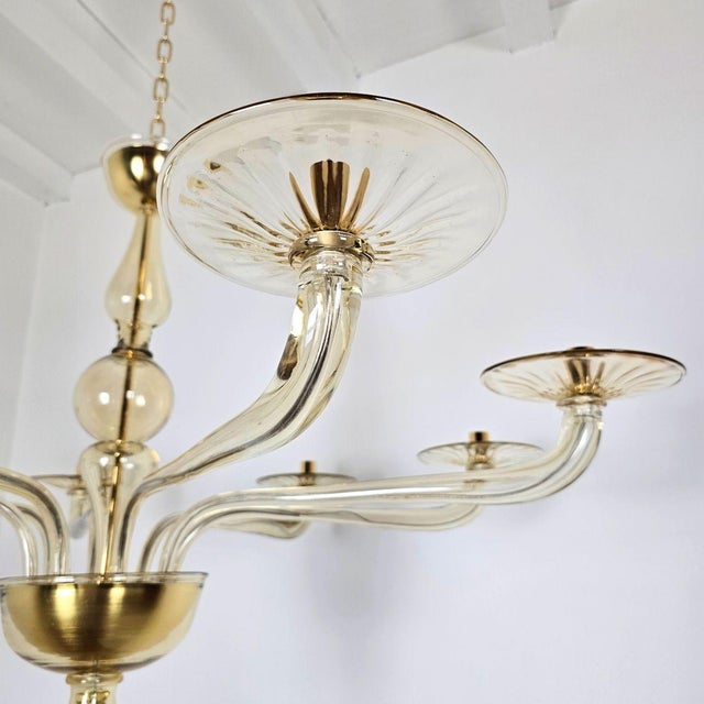 Beige 1980s Mid Century Modern Beige Murano Glass Chandelier For Sale - Image 8 of 11