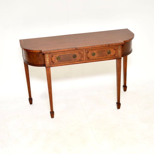 Antique Regency Inlaid Brass Console Table, 1950s For Sale - Image 11 of 11